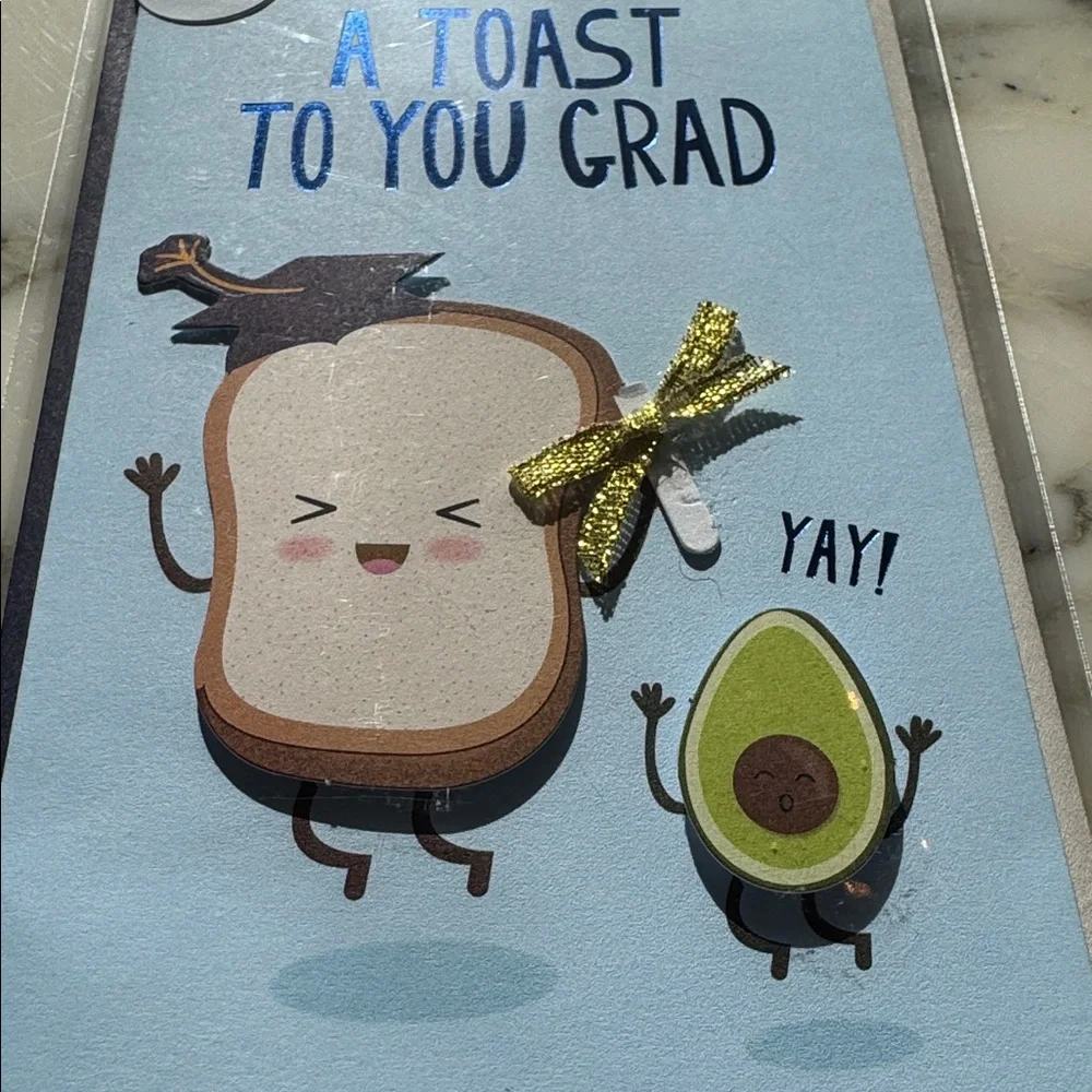 NIB Handmade Graduation Greeting Card Avocado Money Holder Gift Card Envelope
